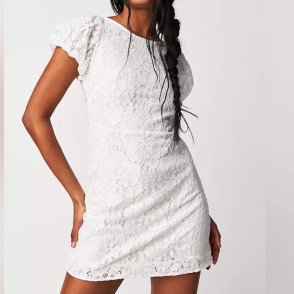 NWT $168 Free People Hailee Lace Puff Sleeve Dress